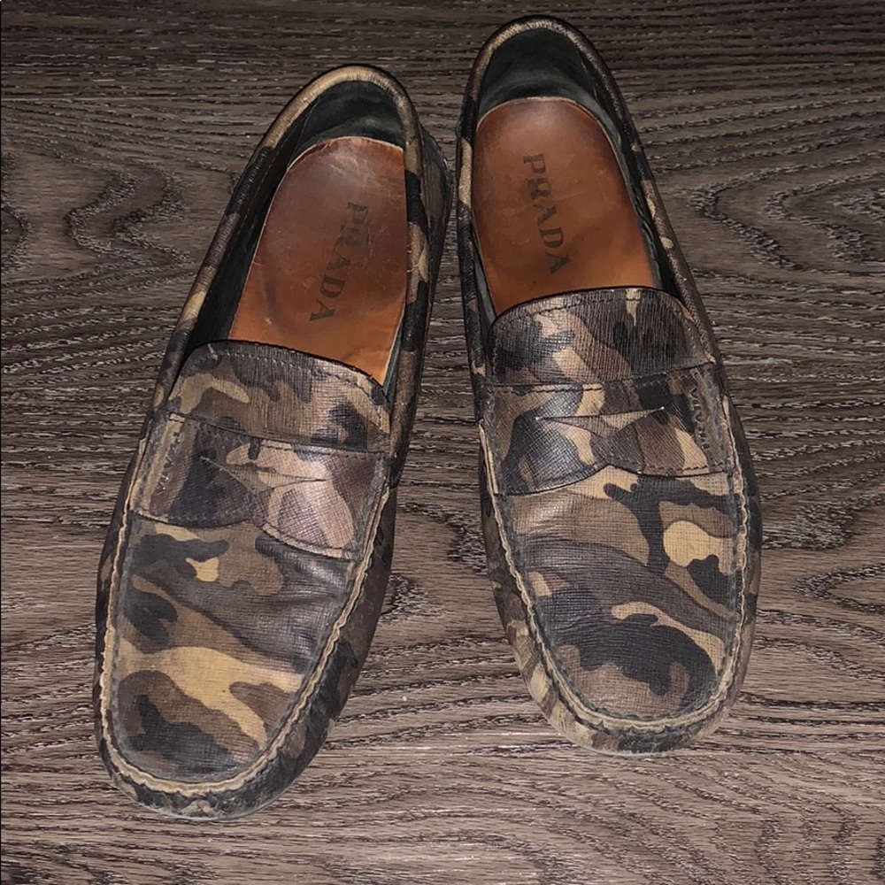 Prada Camouflage saffiano loafers